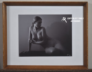 Astrid #1 - 8"x10" B&W Print in 1950s oak frame.