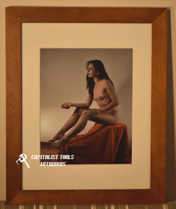 "Melissa" - 8x10" color print, nude young woman seated, in 11x14" antique oak frame and matte